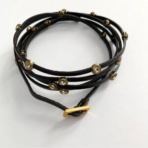 Women's Wrap Bracelet Faux Leather Adjustable Rhinestone Black
